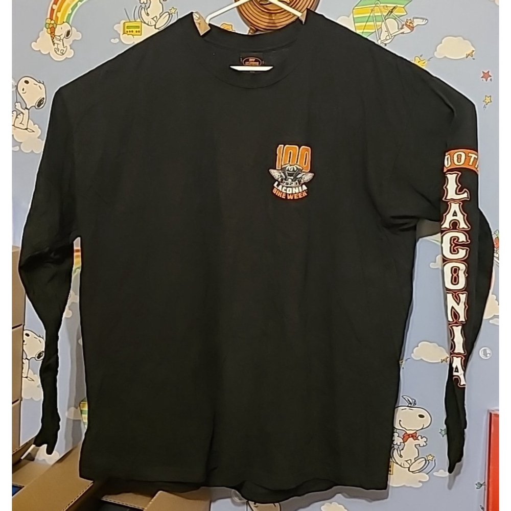 Laconia Bike Week Weir's Beach 100th Anniversary 2023 Shirt 3XL Long Sleeve Blk